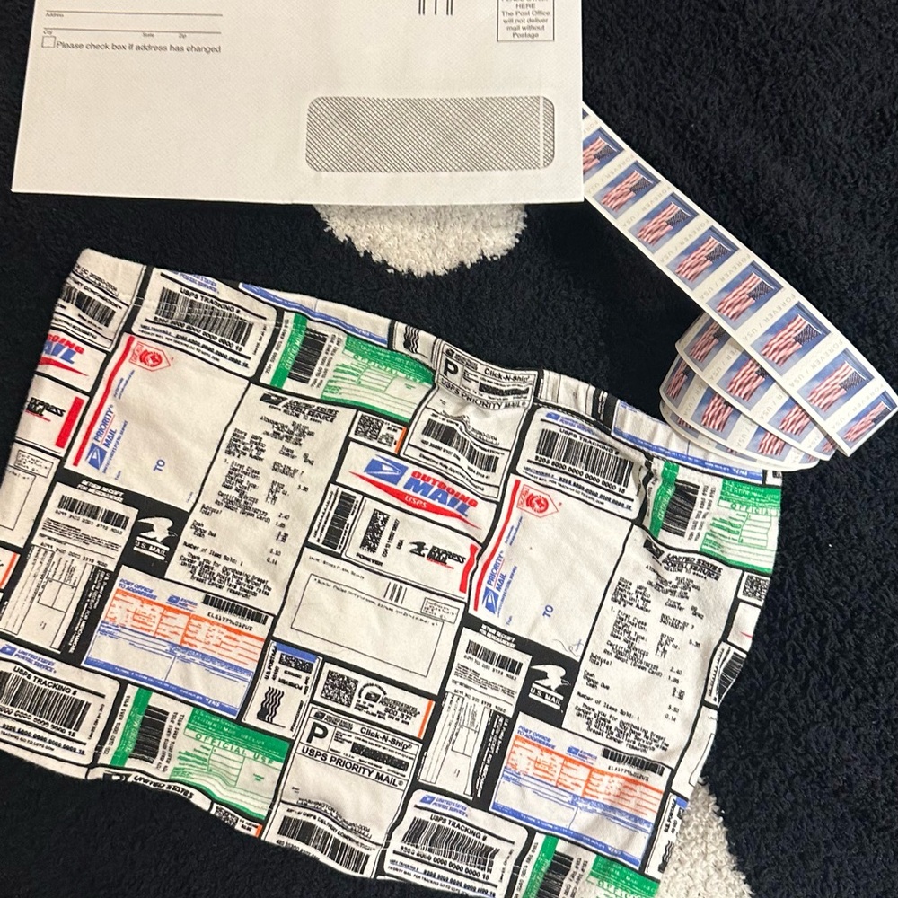 USPS Shipping Label Print Bandeau Crop Top | Halloween Costume